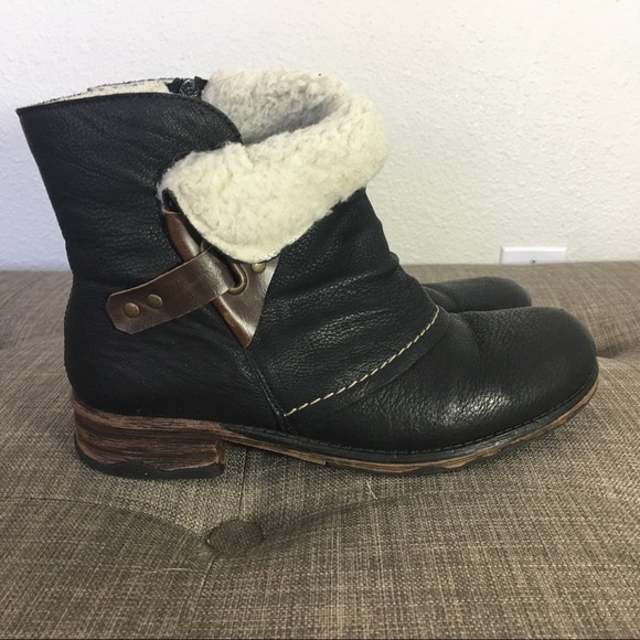 Rieker fleece lined booties 8 black brown cream - Picture 2 of 8